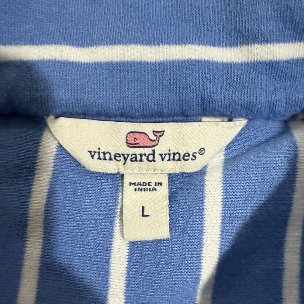 Vineyard Vines Quarter Zip Pullover Women L Blue Striped Shep Shirt Preppy Coast - Picture 3 of 12